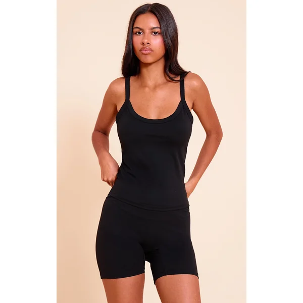 Petite Black Sculpt Strappy Gym Vest