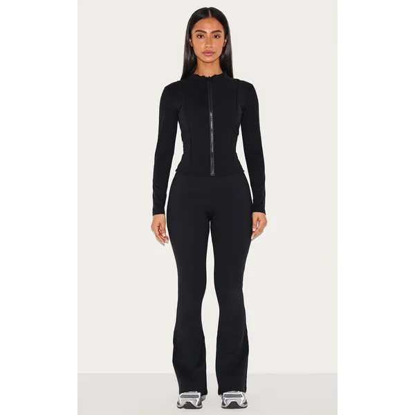 Petite Black Snatched Sculpt Foldover Pants