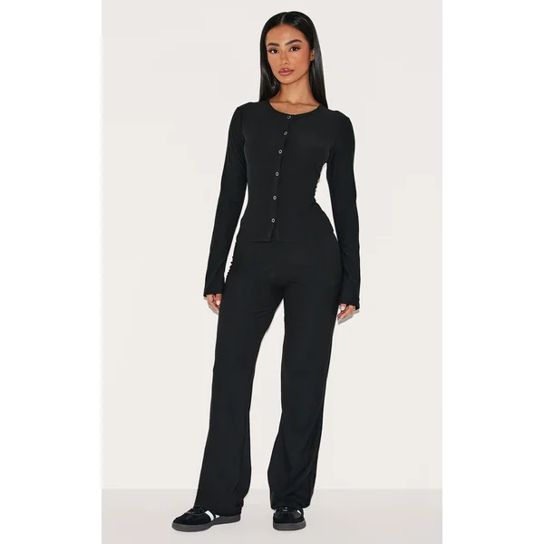 Petite Black Soft Touch Straight Leg Pants