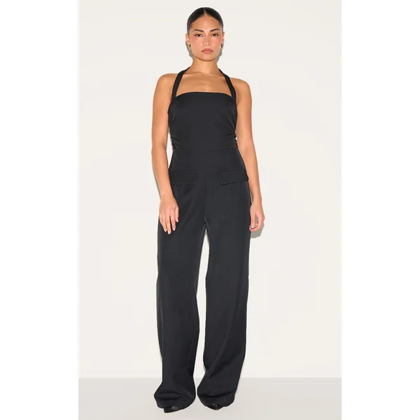 Petite Black Tailored Wide Leg Jumpsuit