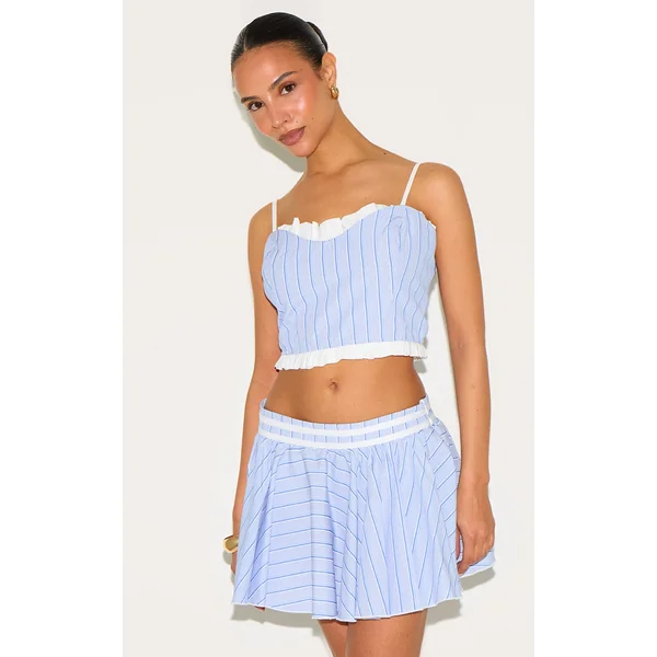 Petite Blue And White Pinstripe Structured Bralette