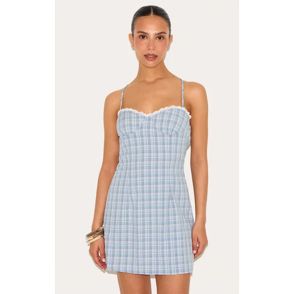 Petite Blue Check Shift Dress