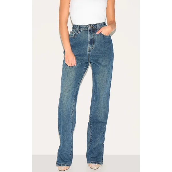 Petite Brown Blue Acid Split Hem Jeans