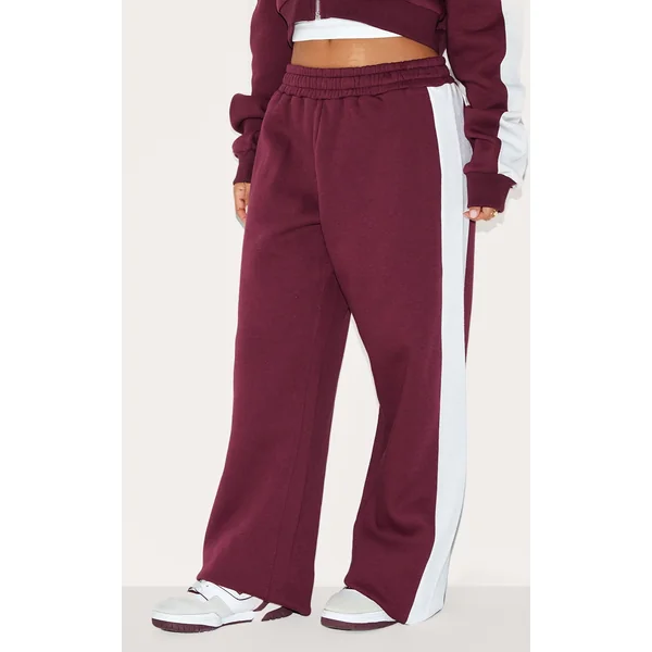 Petite Burgundy Stripe Detail Sweatpants
