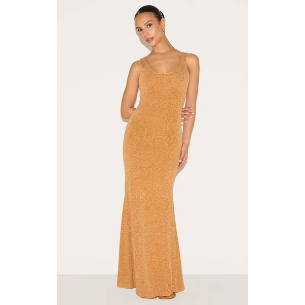 Petite Burnt Orange Fine Knit Maxi Dress