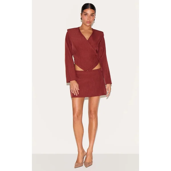 Petite Burnt Orange Woven Mini Skirt