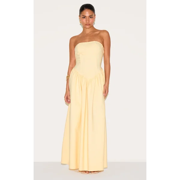 Petite Butter Cream Bandeau Floaty Maxi Dress