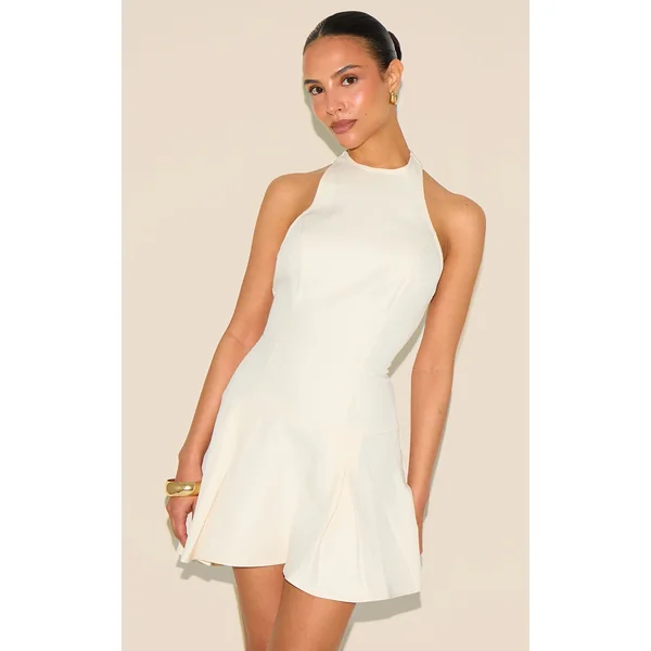 Petite Butter Cream Halterneck Shift Dress