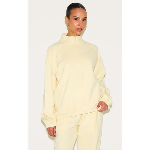 Petite Butter Cream Oversized Interlock Zip Through Sweatshirt