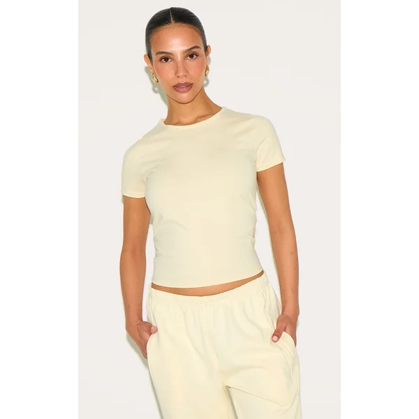 Petite Butter Cream Premium Cotton Cap Sleeve T-shirt