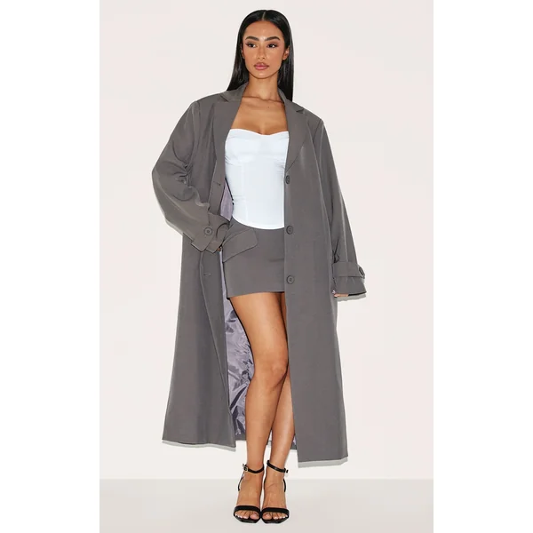Petite Charcoal Grey Trench Coat