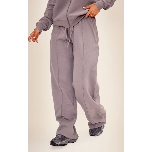 Petite Charcoal Seam Detail Straight Leg Sweatpants