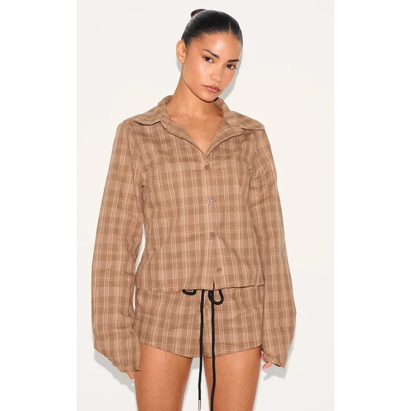 Petite Chestnut Check Woven Shirt