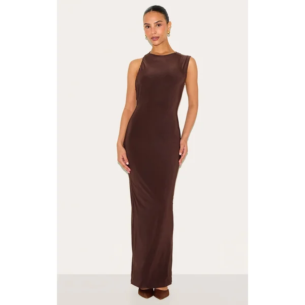 Petite Chocolate Cut Out Side Maxi Dress