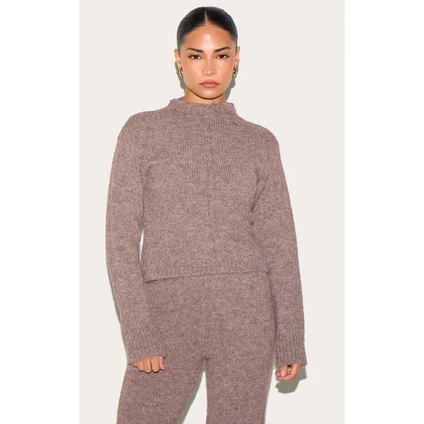 Petite Chocolate Knit Long Sleeve Sweater