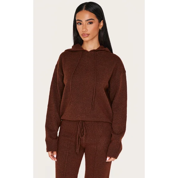 Petite Chocolate Knitted Hoodie