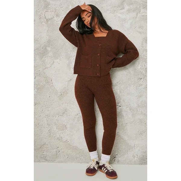 Petite Chocolate Rib Knit Leggings