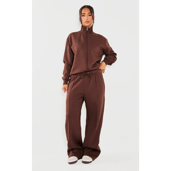 Petite Coffee Seam Detail Straight Leg Sweatpants