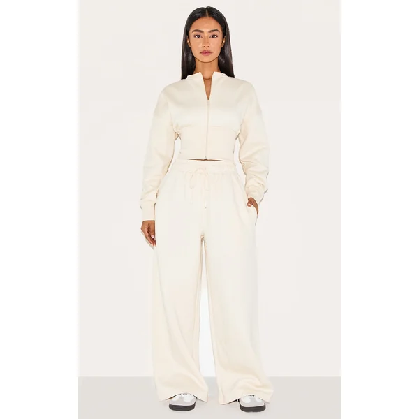 Petite Cream Drawstring Wide Leg Sweatpants