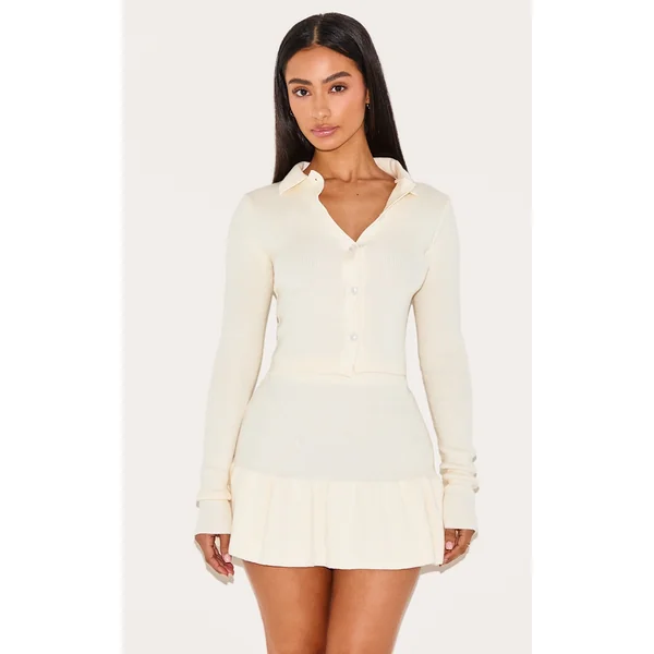 Petite Cream Knitted Button Up Cardigan