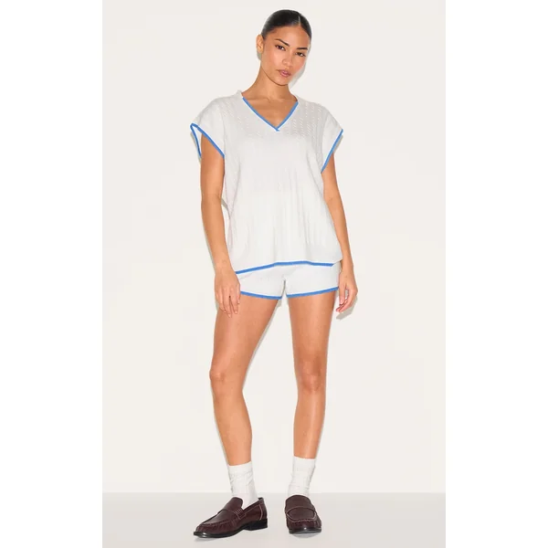 Petite Cream Knitted Hot Pants