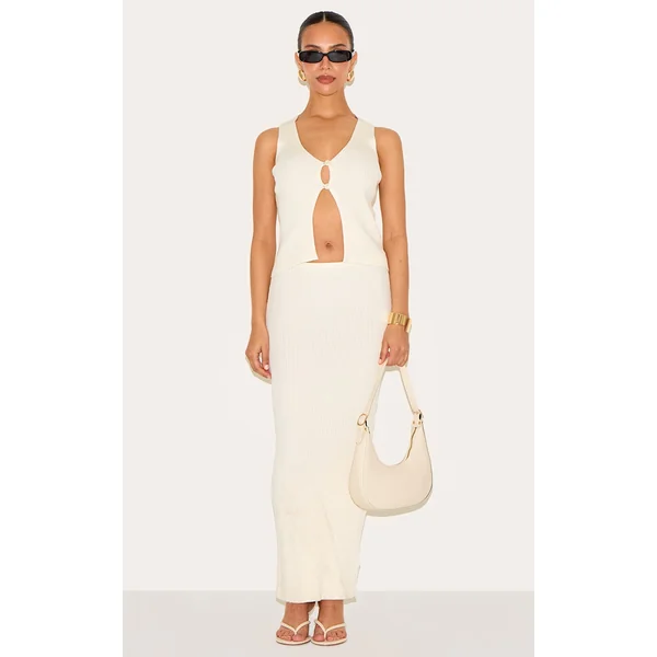 Petite Cream Knitted Maxi Skirt