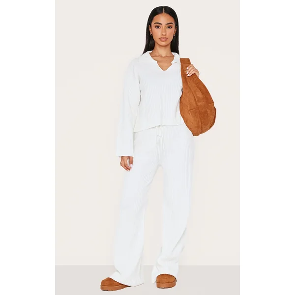 Petite Cream Knitted Pants