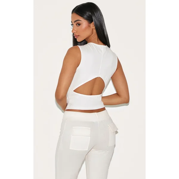 Petite Cream Open Back Sleeveless Top