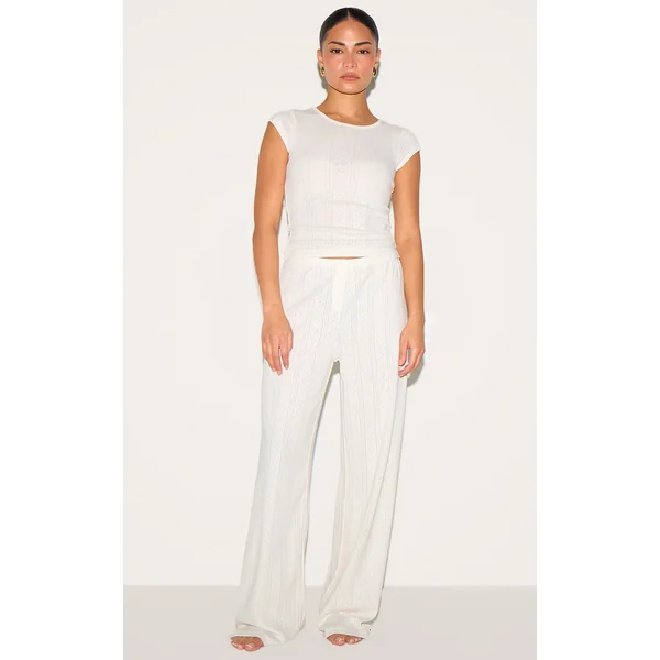 Petite Cream Pointelle Pajama Pants