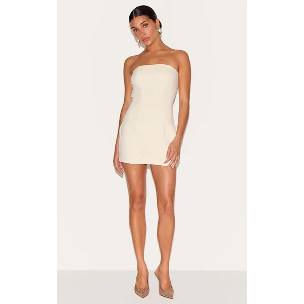 Petite Cream Tailored Mini Dress