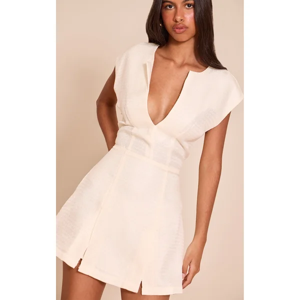 Petite Cream Tailored Short Sleeve Romper