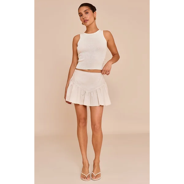 Petite Cream Woven Mini Skirt