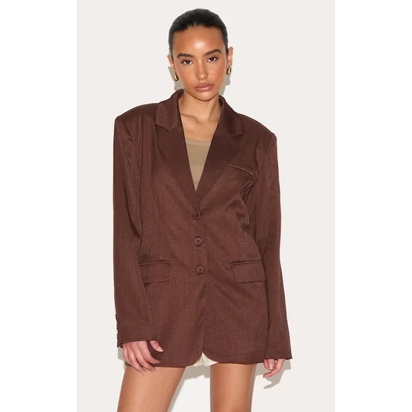 Petite Deep Chocolate Oversized Blazer
