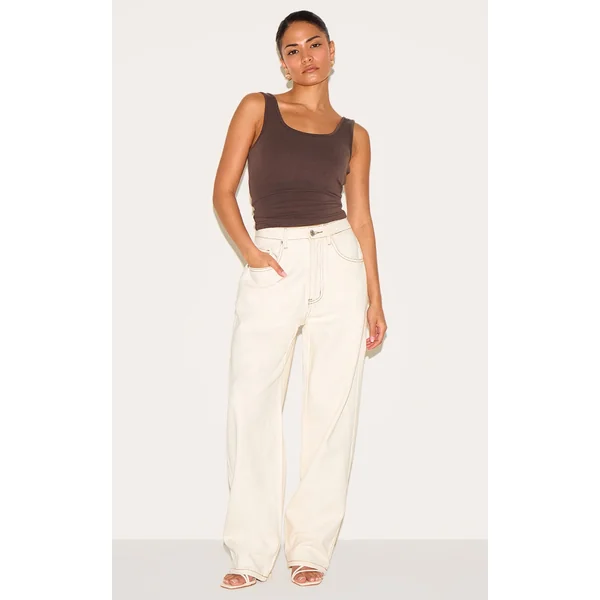 Petite Ecru Boyfriend High Waist Jeans