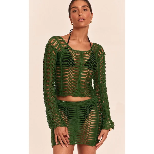 Petite Emerald Green Knit Mini Skirt