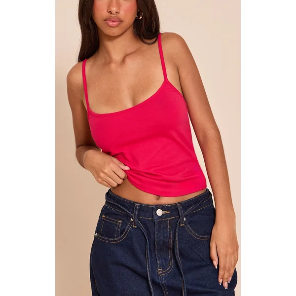 Petite Fuschia Soft Cotton Strappy Vest Top