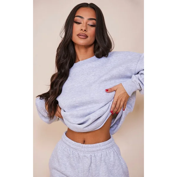 Petite Grey Marl Basic Ultimate Oversized Sweatshirt