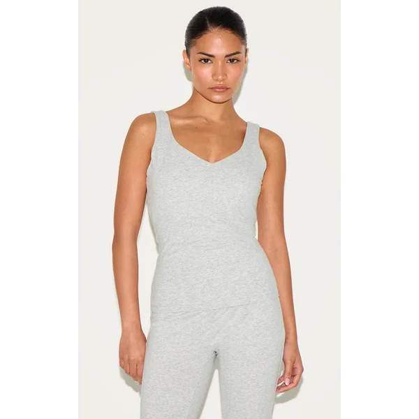 Petite Grey Marl Longline Sculpt Padded Sports Bra