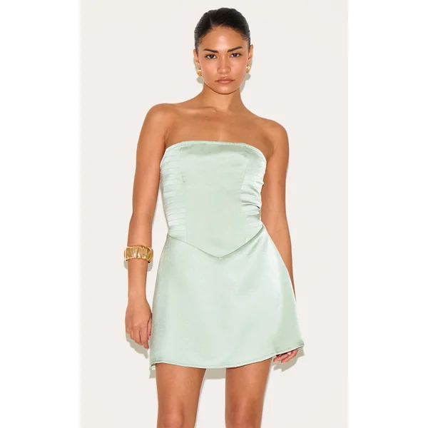 Petite Iced Mint Corset Mini Dress