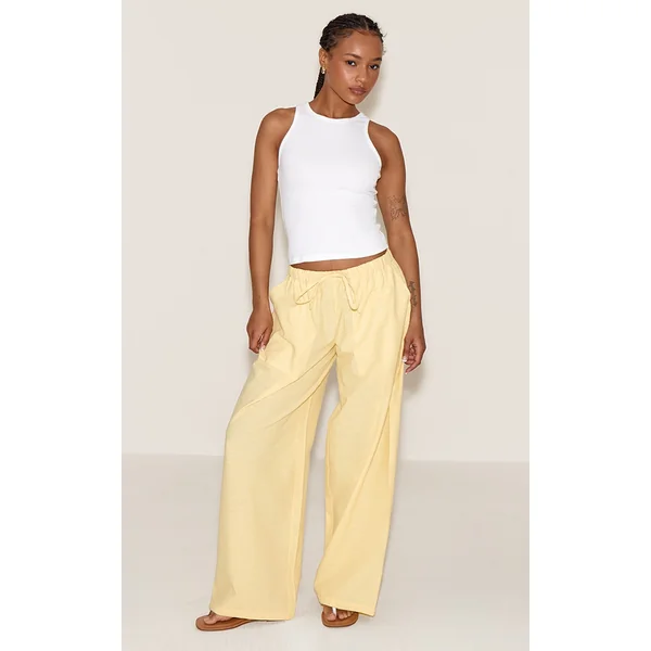 Petite Lemon Linen Drawstring Waist Pants