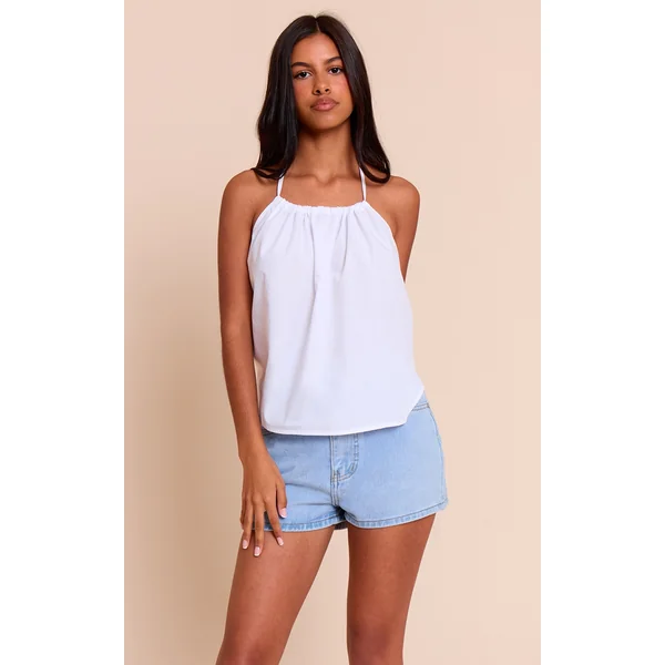 Petite Light Blue High Waisted Basic Shorts