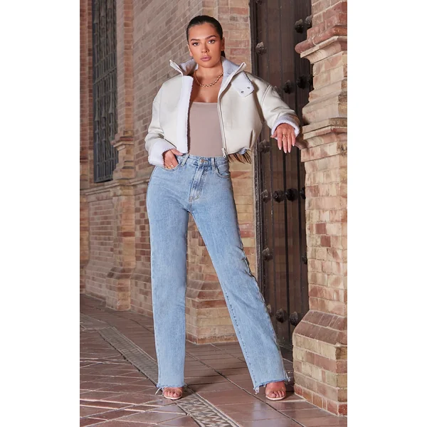 Petite Light Blue Long Leg Straight Jeans