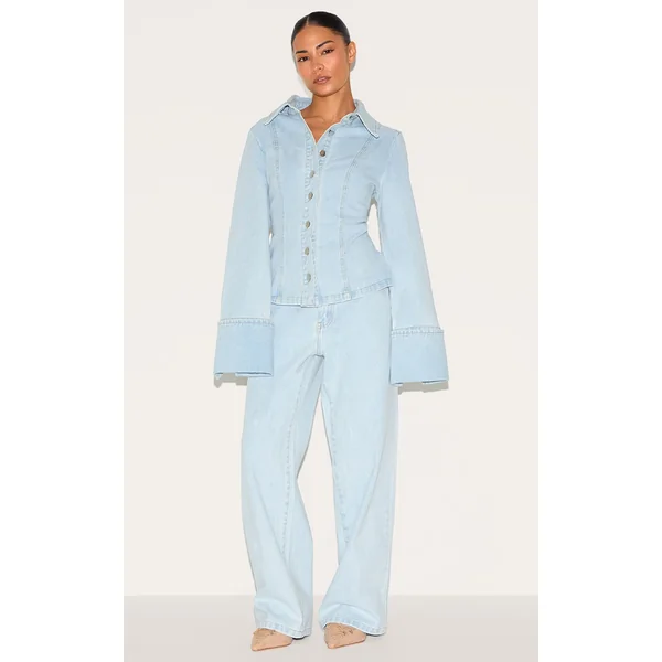 Petite Light Blue Straight Leg Mid Rise Jeans