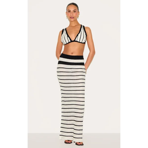 Petite Monochrome Crochet Knit Maxi Skirt