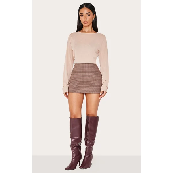 Petite Multi Check Print Low Waist Micro Mini Skirt