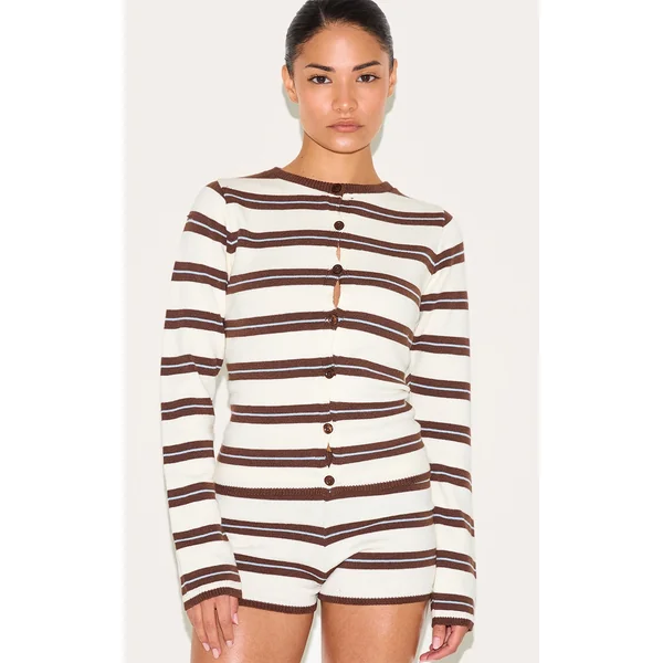 Petite Multi Knitted Stripe Long Top