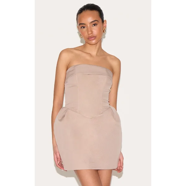 Petite Mushroom Bandeau Woven Mini Dress