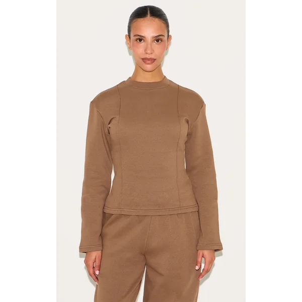 Petite Mushroom Long Sleeve Waist Cinched Sweatshirt