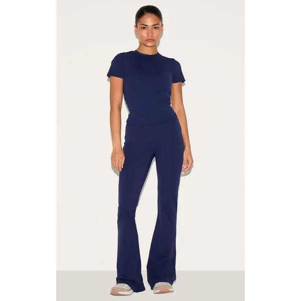 Petite Navy Sculpt High Waist Flared Yoga Pants