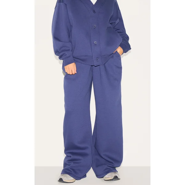 Petite Navy Wide Leg Elasticated Drawstring Sweatpants